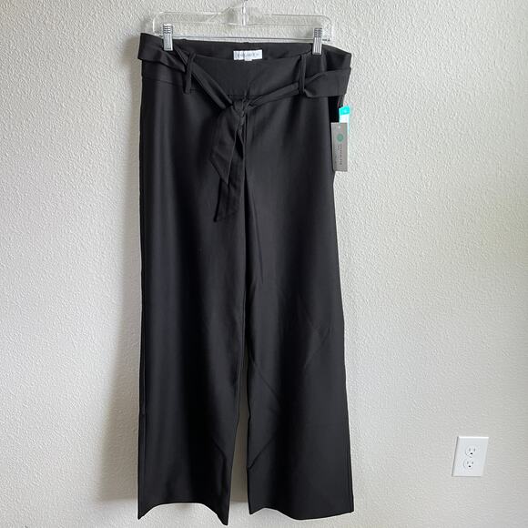 New Margaret M Black Ponte Belted Wide Leg Pants Women's XL High Rise Stitch Fix - Picture 1 of 7
